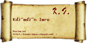 Kámán Imre névjegykártya